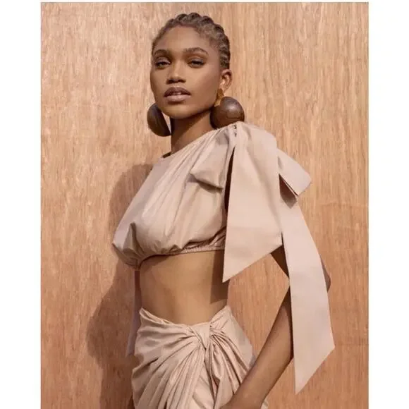 Andrea Iyamah Halima Nude Cropped Top Size Small - Picture 2 of 5